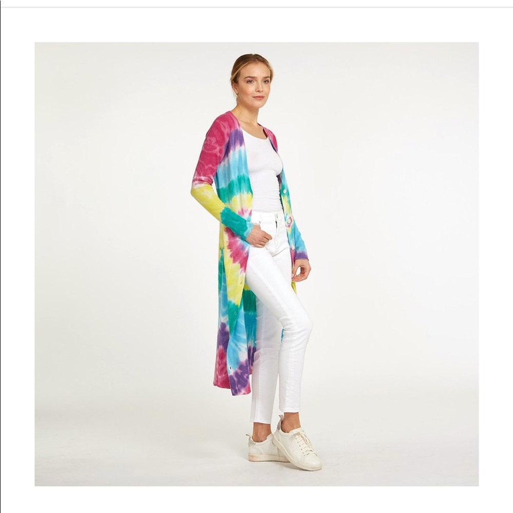 Autumn cashmere tie dye maxi cardi